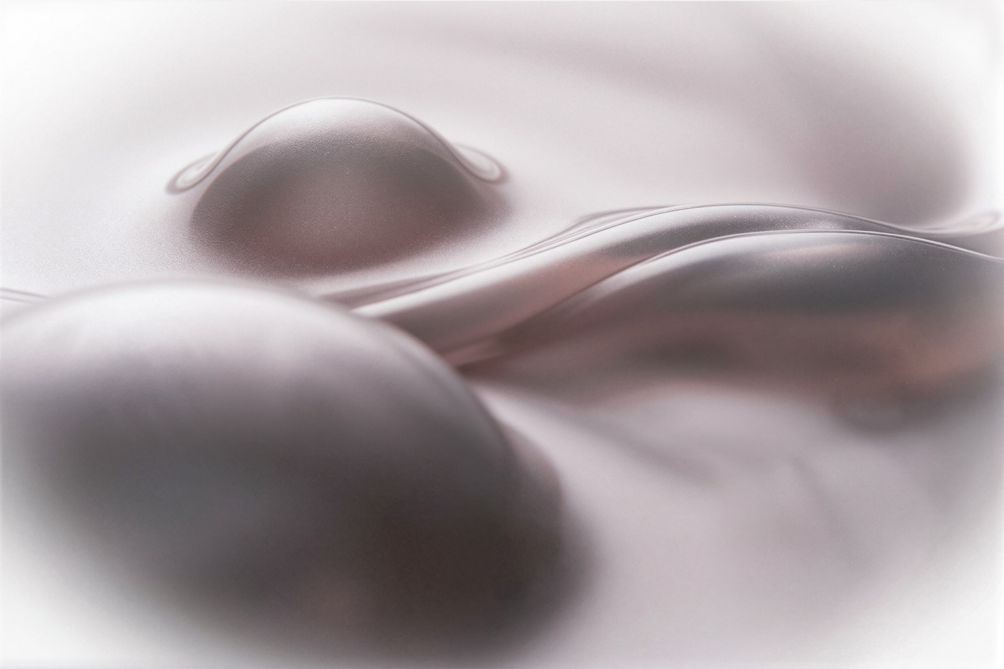 Liquid Light Engine — continuity: one material passing from dome to ridge to thin film, light held across each transition