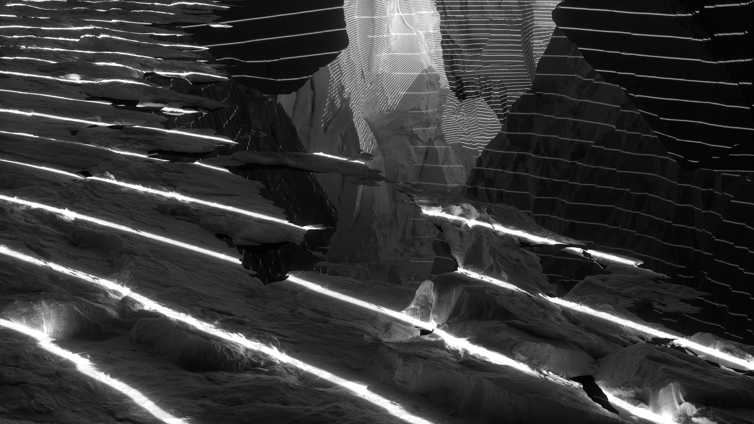 Neandertal — sequence 03, raking lines across the cave floor