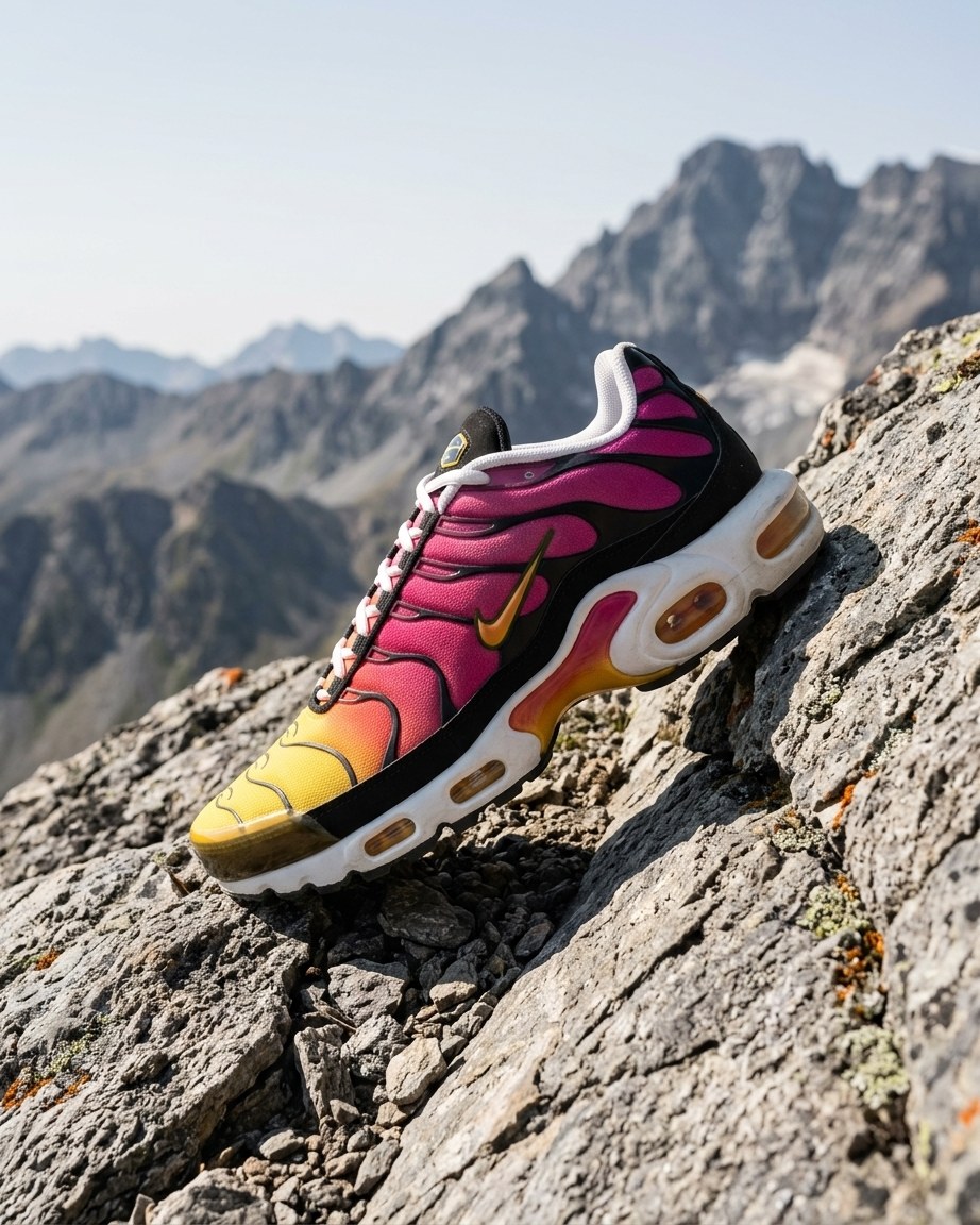 A fourth brief — the unworn shoe resting against fractured stone